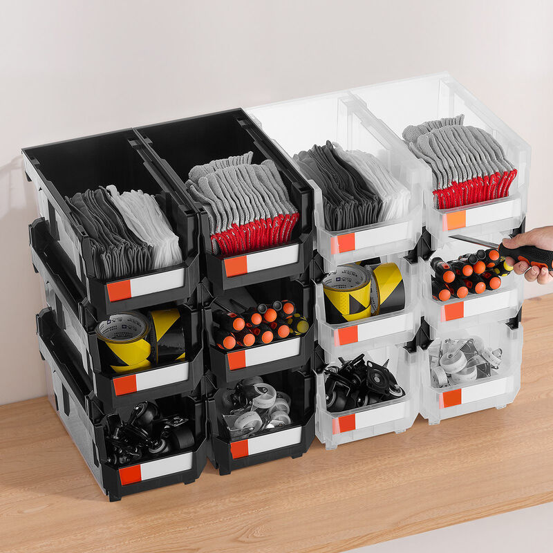 12 Pack Stackable Plastic Storage Bins, Organizer Containers for Small Items image number 1