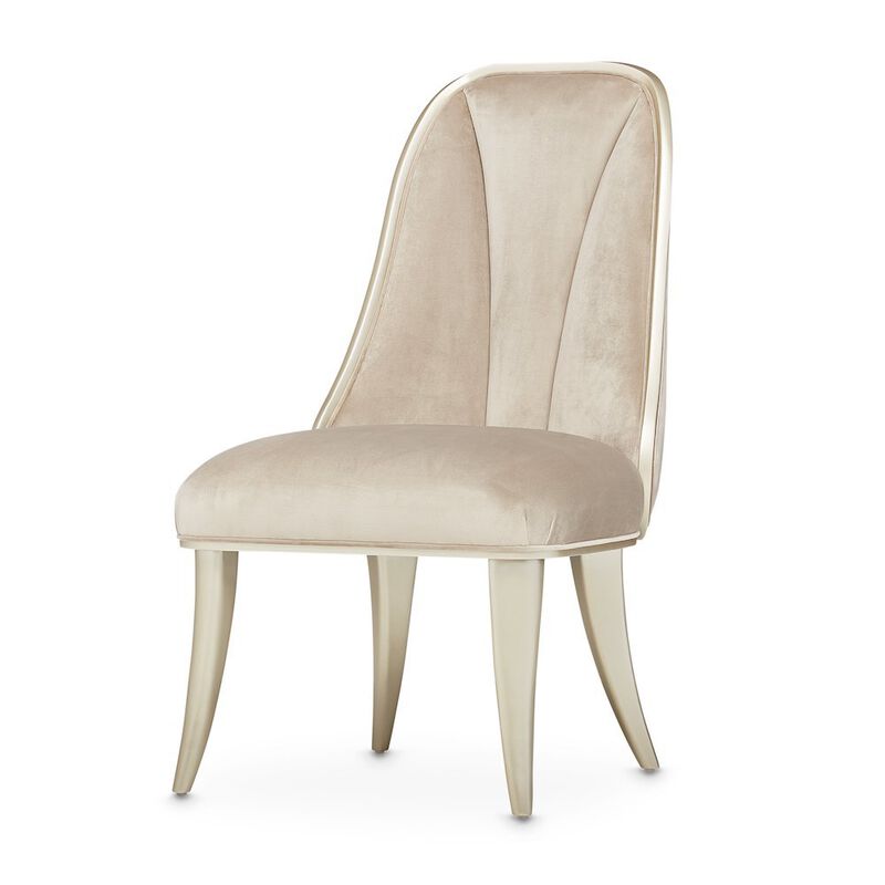 Velvet Chairs Set of 2, Beige Chairs for Dining Table with Tall Back image number 9