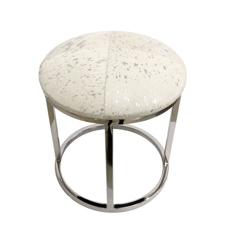 Pasargad Home Safari Steel & Cowhide Stool image number 2