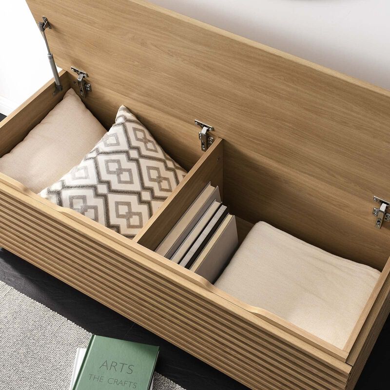 Modway Render 47" Wood Grain Storage Bench in Oak image number 6