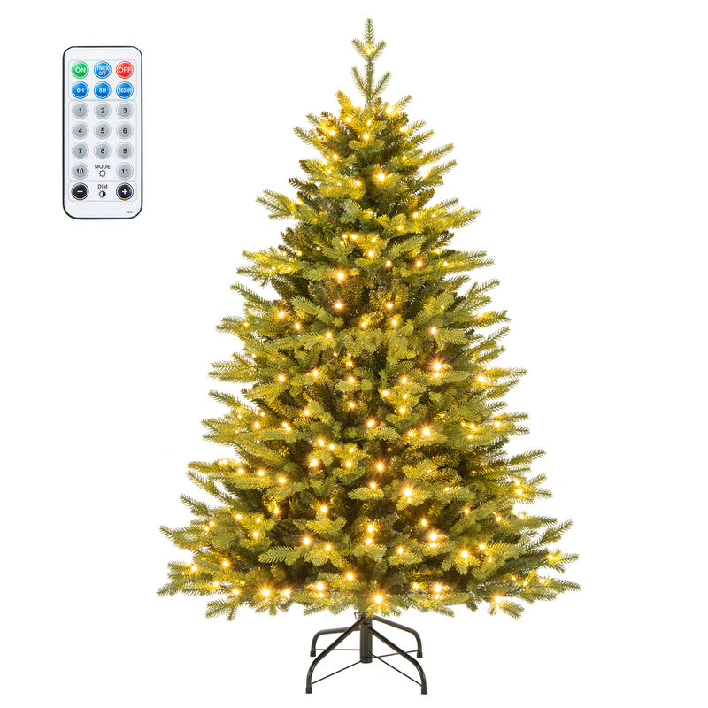 Artificial Xmas Tree Hinged with 11 Lighting Modes and Remote Control for Customizable Holiday Lighting image number 0