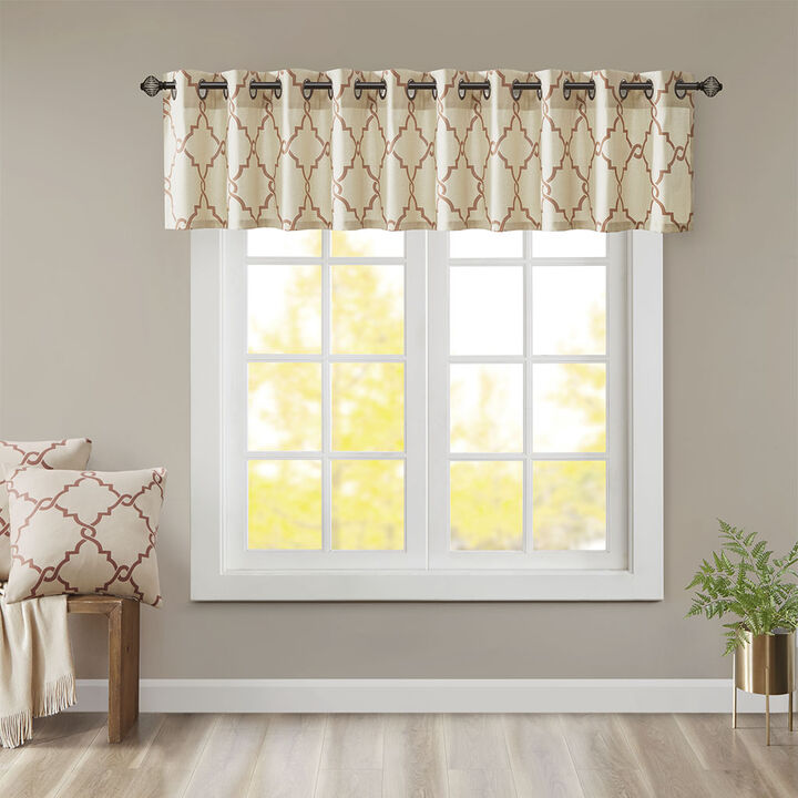 Gracie Mills Ondine Contemporary Grommet Top Valance with Fretwork Print