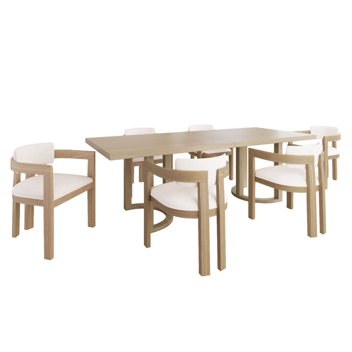 Christopher Knight Home Haleigh 7 Piece Rubberwood Upholstered Dining Set