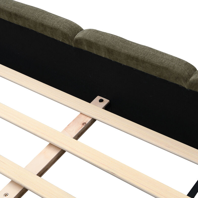 Upholstered Platform Bed with Boucle Fabric image number 5