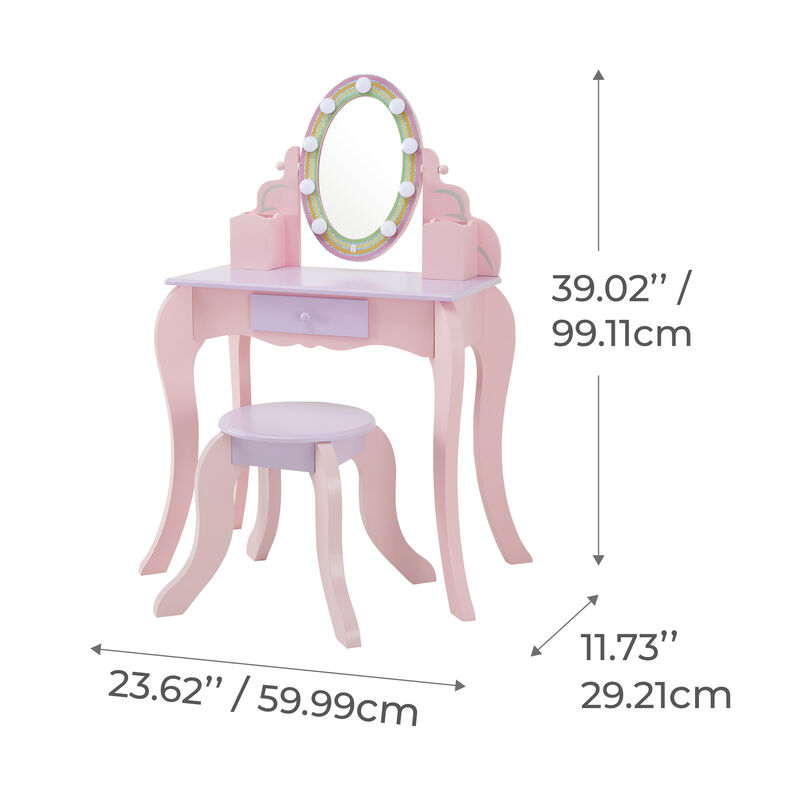 Little Princess Rapunzel Vanity with LED Mirror, Pink image number 6