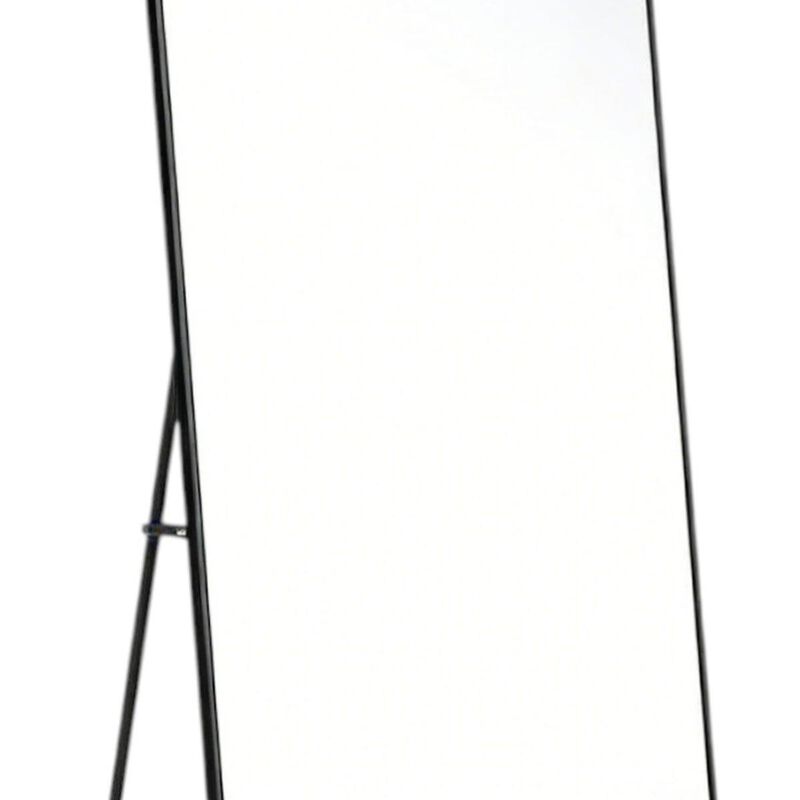 HomeRoots 67" Black Aluminum Freestanding And Wall Mounted Framed Full Length Mirror image number 2