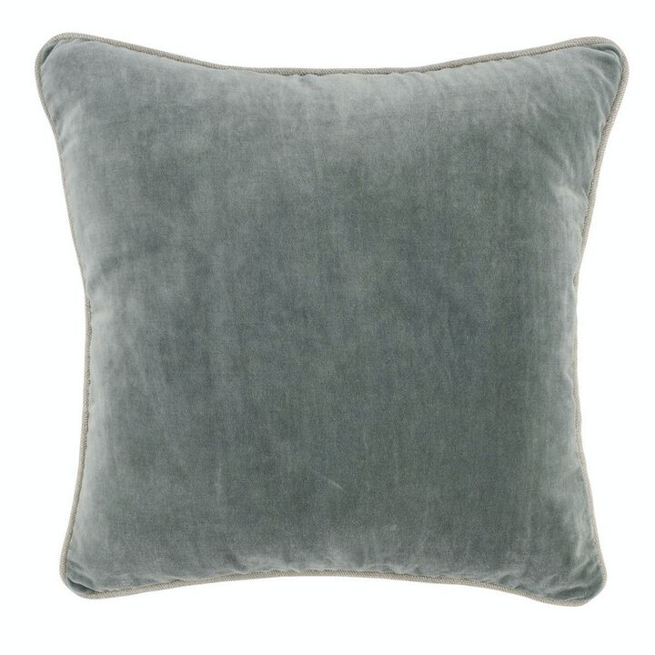 Square Throw Pillow with Cotton Cover, Sage Green-Benzara