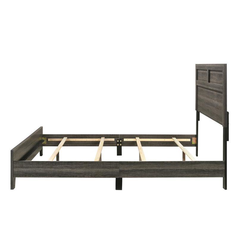Issac Panel Bed-in-A-Box with USB in Gray Brown, Full
