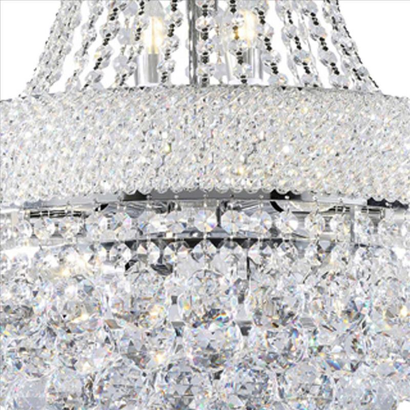 Crystal Ceiling Lamp with Chandelier Design Body, Clear - Benzara image number 7