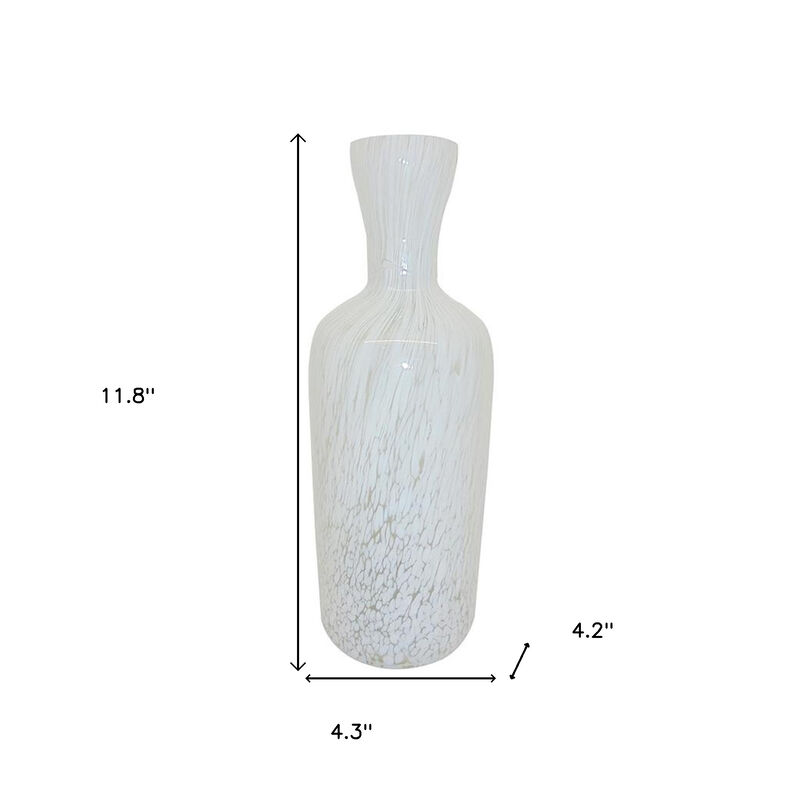 HomeRoots 12" Opal Swirl Art Glass Cylinder Table Vase image number 6