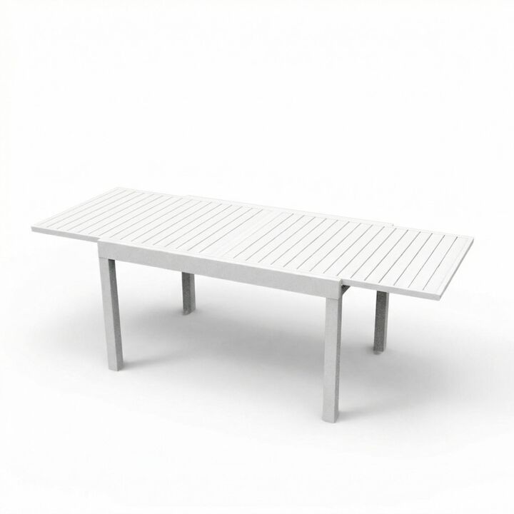 CLIHOME Aluminum Indoor Outdoor Extendable 35"- 71" Dining Table,Adjustable for 4-6 Person Patio Dining Table