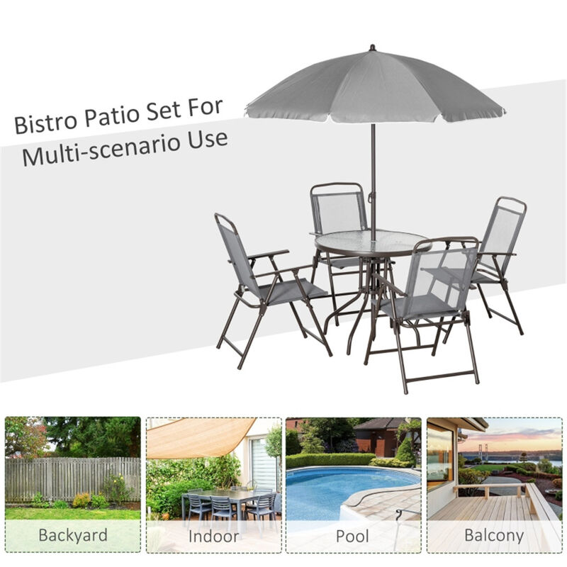Outdoor Dining Table and Chair Set with Umbrella for Patio and Backyard