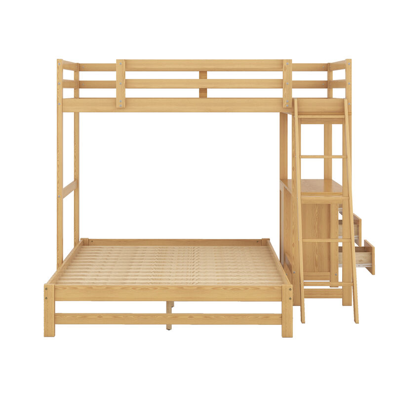 Merax Wood Bunk Bed with Desk and Three Drawers image number 3