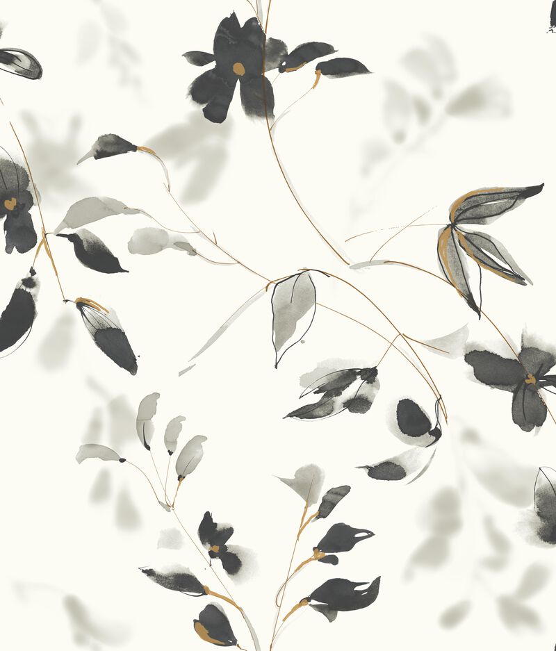 Linden Flower Black Peel & Stick Wallpaper image number 0