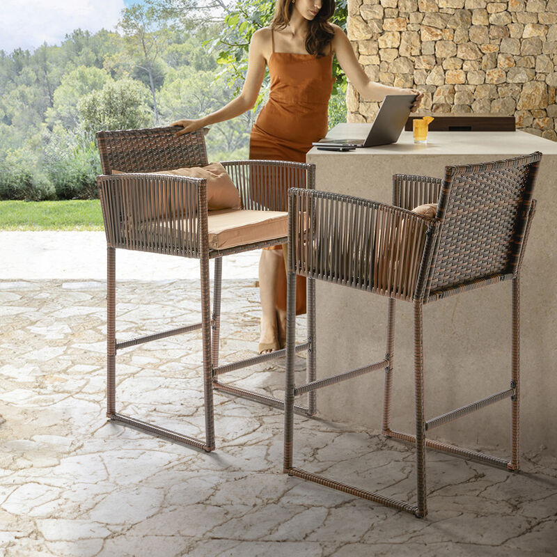Outdoor 3-Piece Patio Bar Set Bistro Table & Chairs for Garden, Deck & Balcony