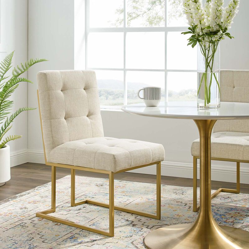 Privy Gold Stainless Steel Upholstered Fabric Dining Accent Chair image number 7