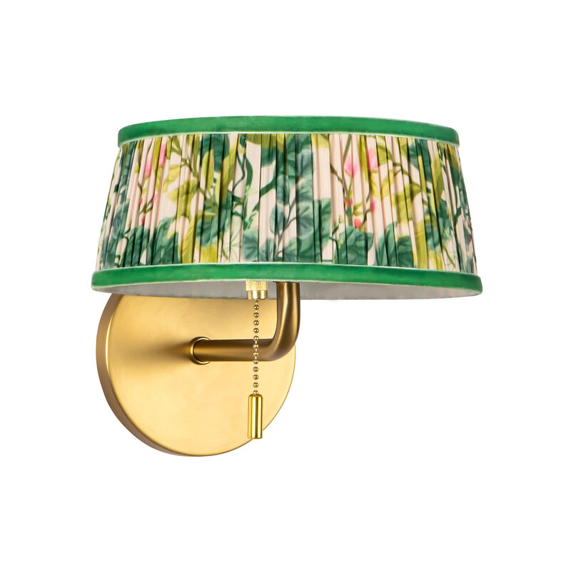 Scout 7-in Damp-Rated Wall/Vanity Light with Patterned Pleated Linen Shade image number 2