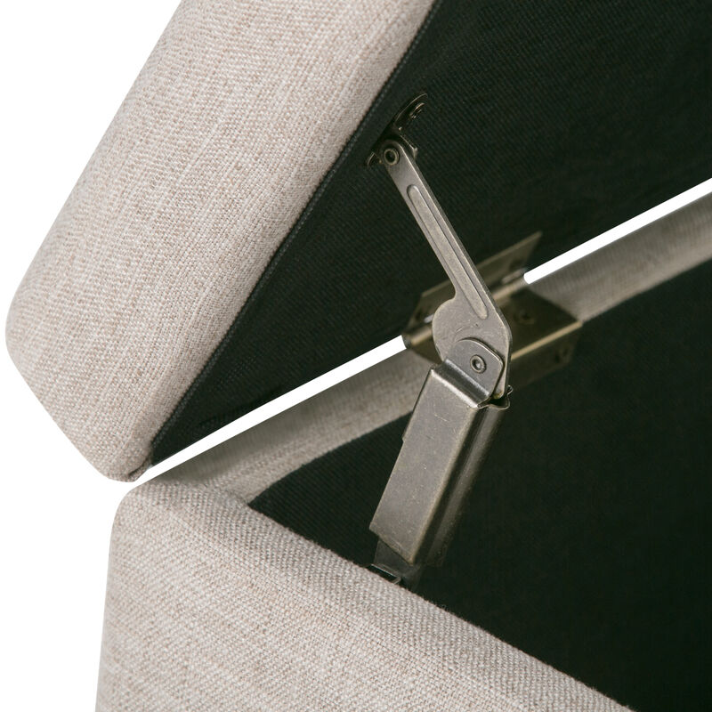 Kingsley 48 inch Wide Transitional Rectangle Large Storage Ottoman in Natural Linen Look Fabric, Assembled