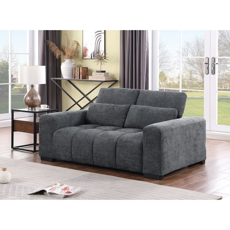 Best Quality Furniture 2 Seater Loveseat In Dark Gray With Adjustable Backrest