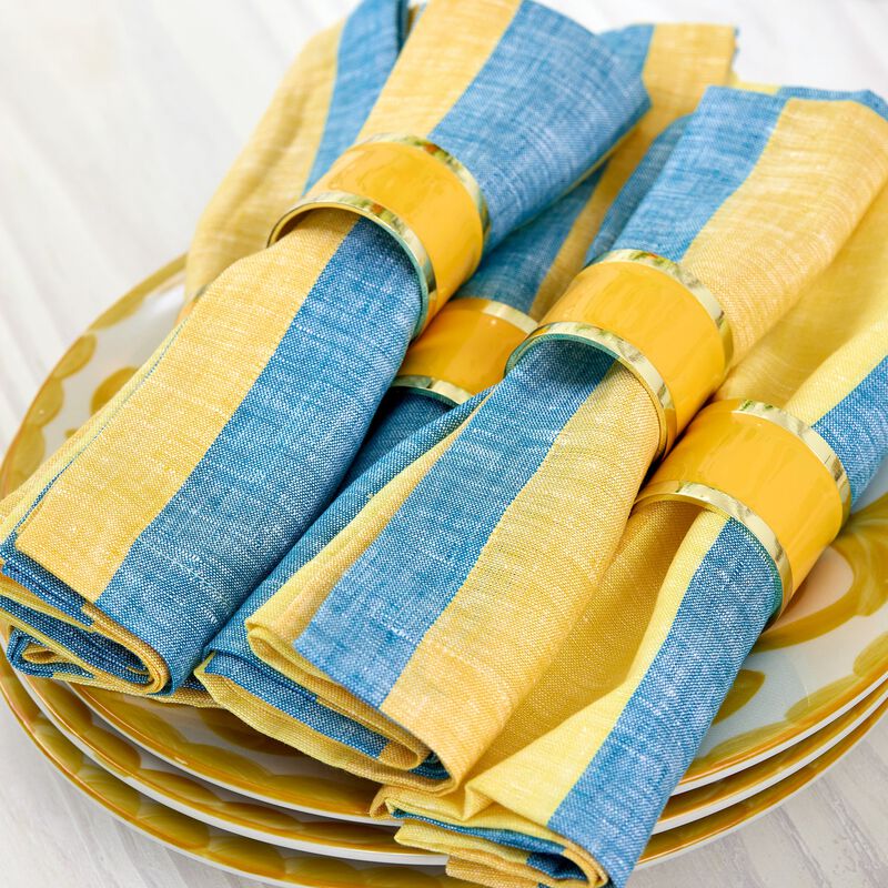 Solino Home Cabana Stripe 100% Linen Dinner Napkins &ndash; Set of 4, 20 x 20 in, Machine Washable, Holiday and Everyday Dining