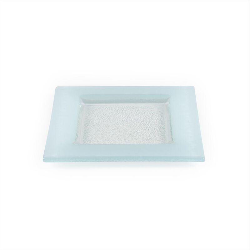Turgla Fusion Glass 6" x 6" Square Blue Glass Plate (Set of 4) image number 3