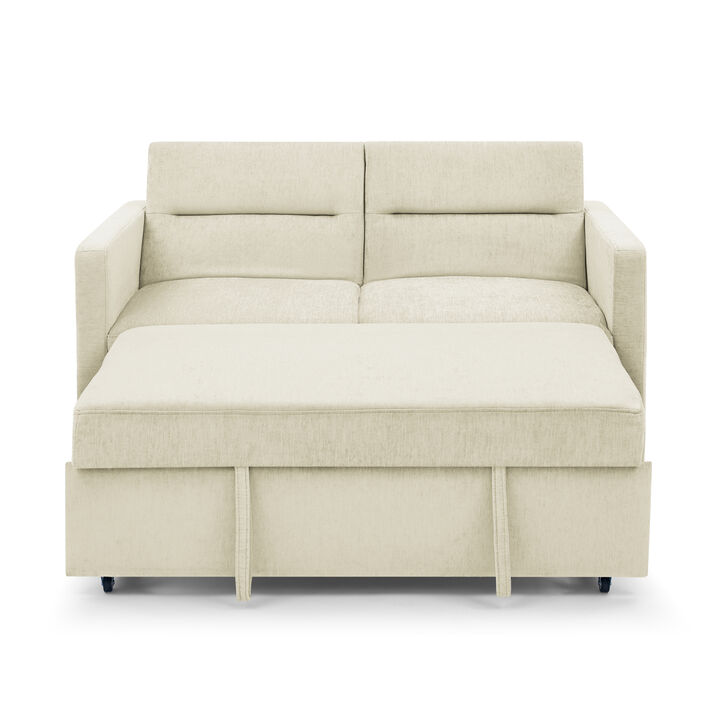 Streamdale Beige Convertible Loveseat Sofa Bed with Adjustable Back (54.5")