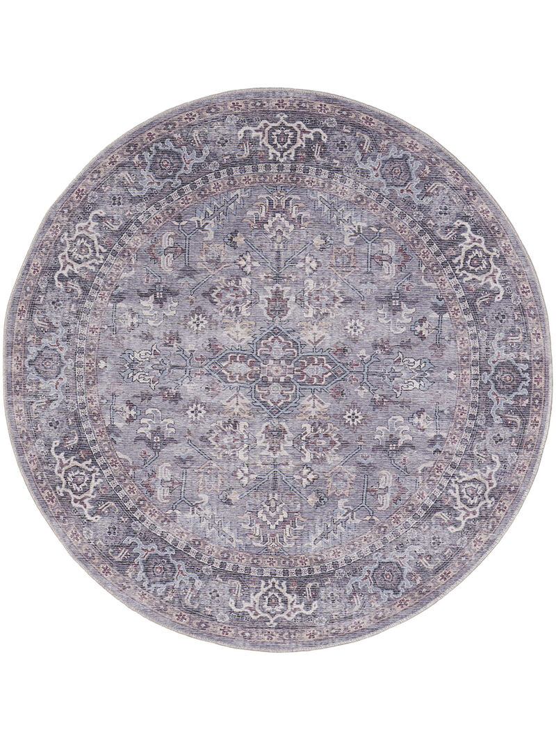 Machine Washable Series 1 SR104 Gray 5'3" x Round Rug