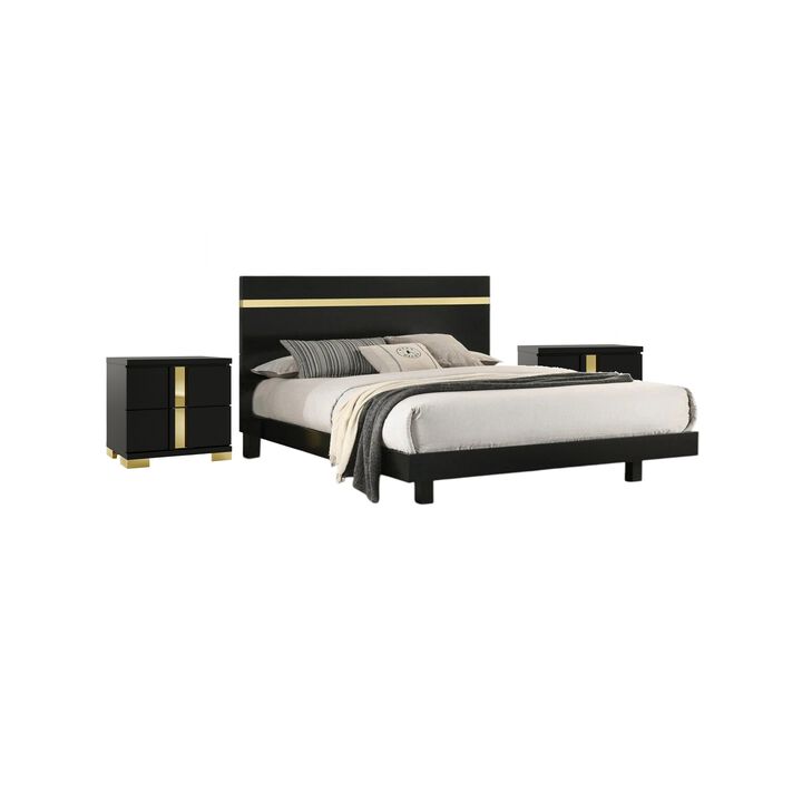 3pc Bedroom Set, Wood, 2 Nightstands