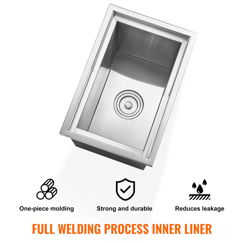 VEVOR 18"x12"x14.5" Drop in Ice Chest Ice Cooler Ice Bin Stainless Steel w/Cover image number 3