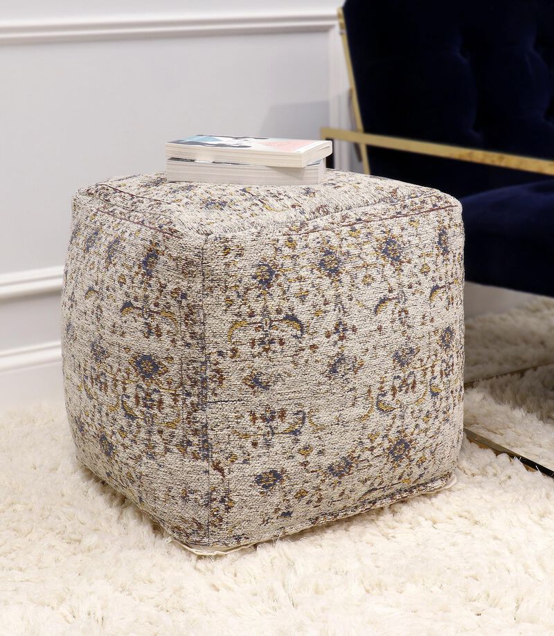 Pasargad Home Grandcanyon Premium Cotton Pouf, Toupe image number 1