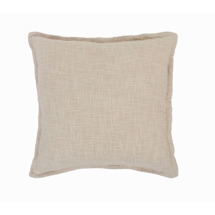 20" Beige Solid Square Throw Pillow