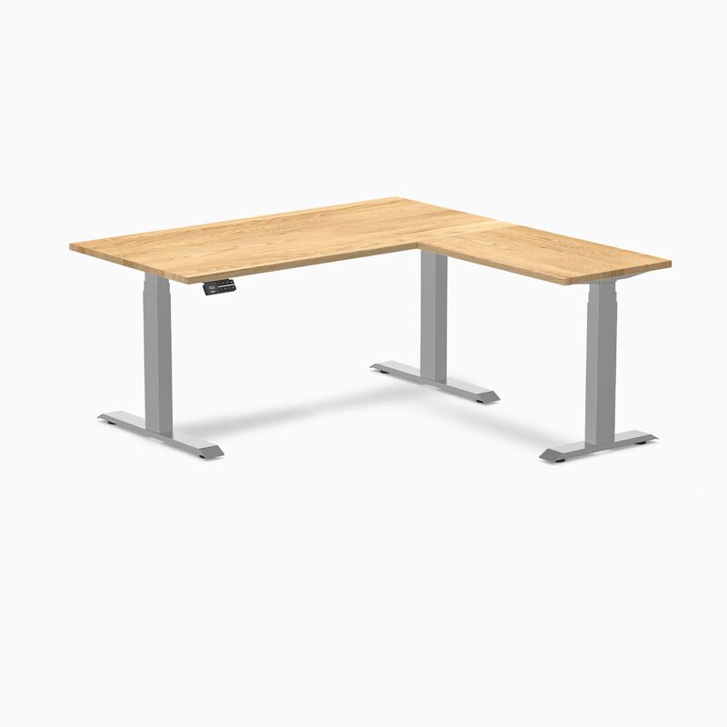Desky Hardwood L-Shape Sit Stand Desk image number 0