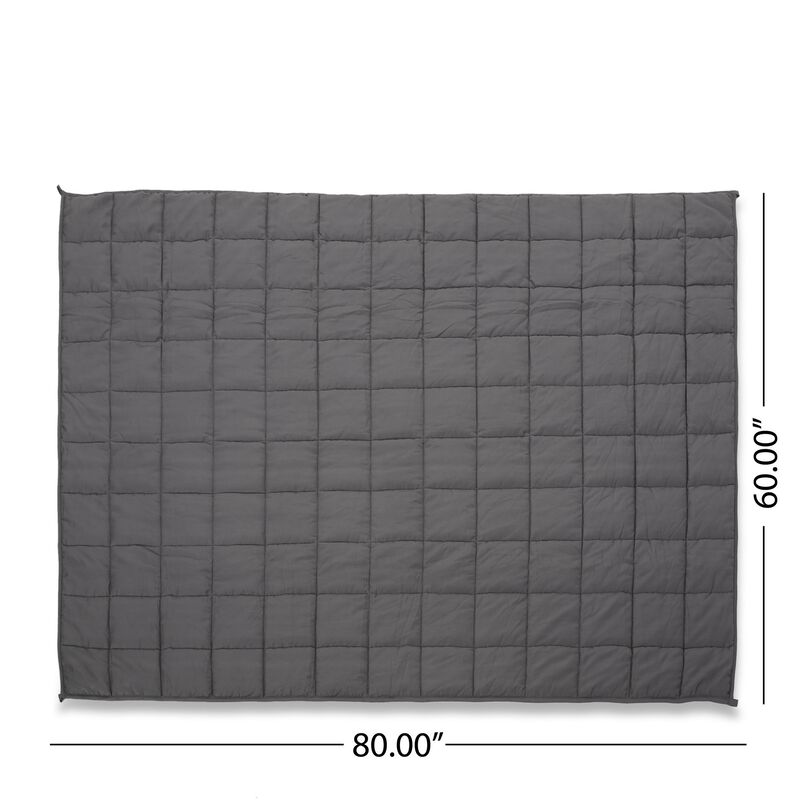 Blankie 20lbs Weighted Blanket, 60 x 80 Cotton Multilayer, Dark Gray - Benzara