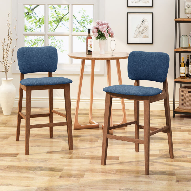 Merax Rubberwood Upholstered Barstool Dining Chairs 2PCS
