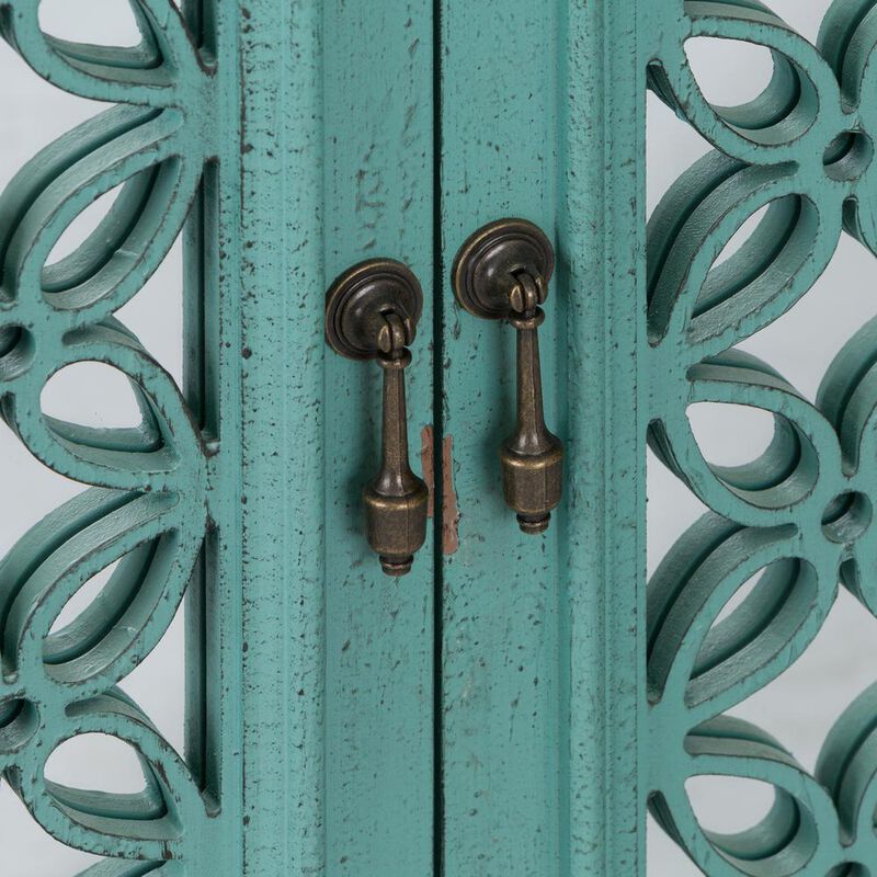 Liberty Furniture Kensington 4 Door Accent Cabinet in Turquoise w/ Worn Wood Tone Top image number 5