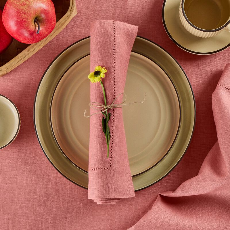 Solino Home 100% Pure Linen Dinner Napkins Set of 4 - Medium Weight Hemstitch