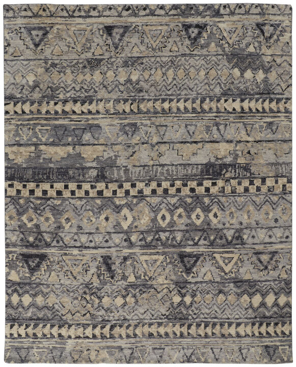 HomeRoots Wool Geometric Hand Knotted Area Rug
