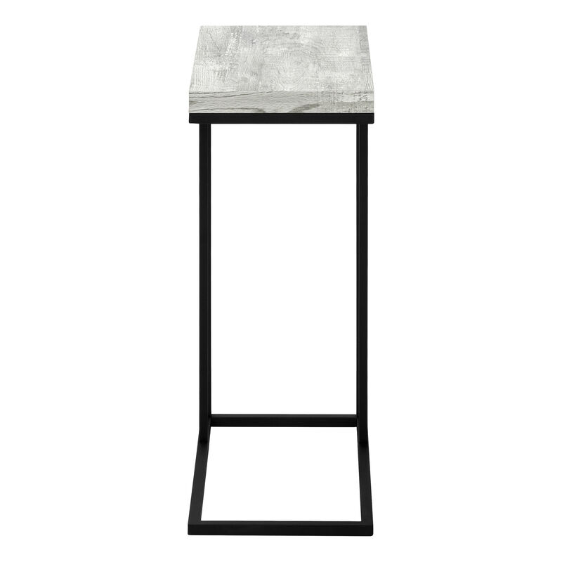 Monarch Specialties I 3404 Accent Table, C-shaped, End, Side, Snack, Living Room, Bedroom, Metal, Laminate, Grey, Black, Contemporary, Modern
