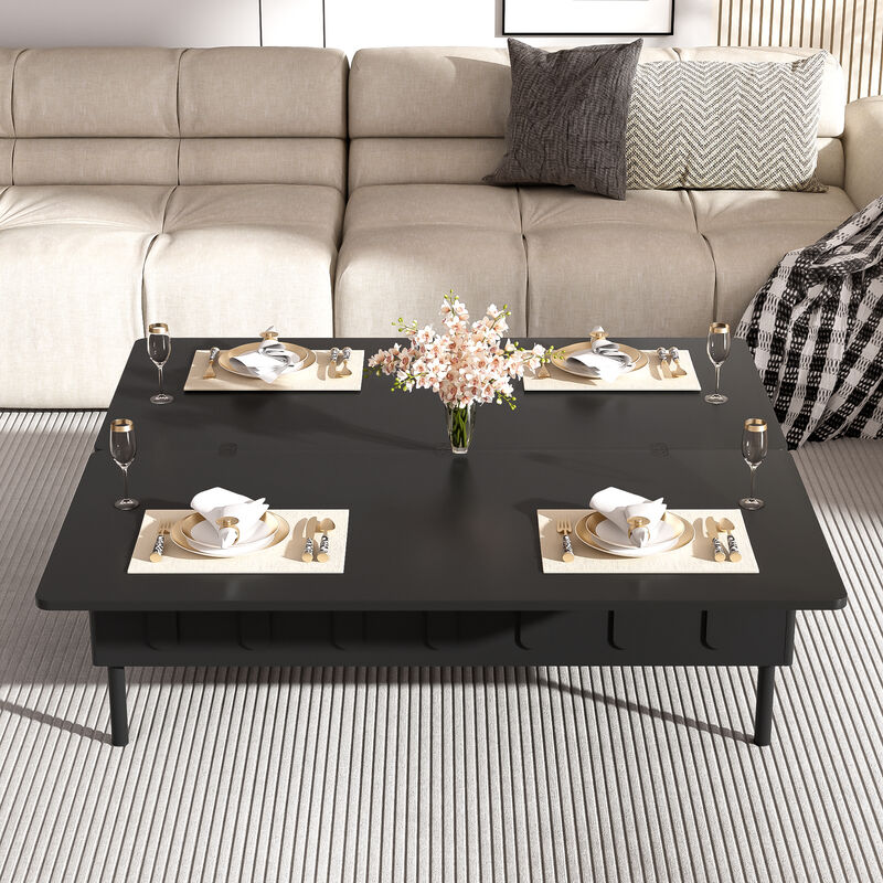 Merax Modern Lift-Top Coffee Table with 2 Drawers Foldable Top, Hidden Storage Compartment  Space-Saving for Living Room