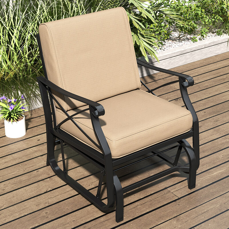 Outdoor Rocking Glider Chair with Thick Cushions and Metal Frame image number 1
