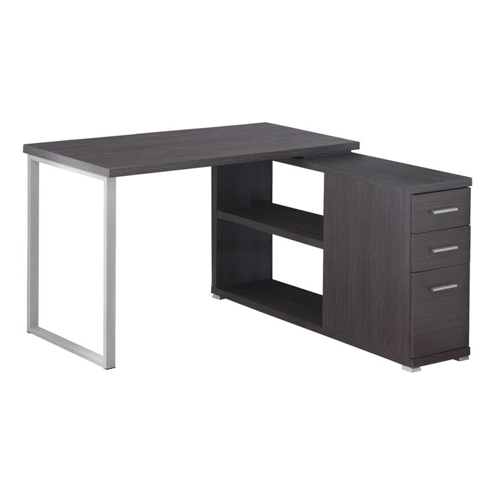 Monarch Specialties Computer Desk, Home Office, Corner, Left, Right Set-Up, Storage Drawers, L Shape, Work, Laptop, Metal, Laminate, Grey, Contemporary, Modern