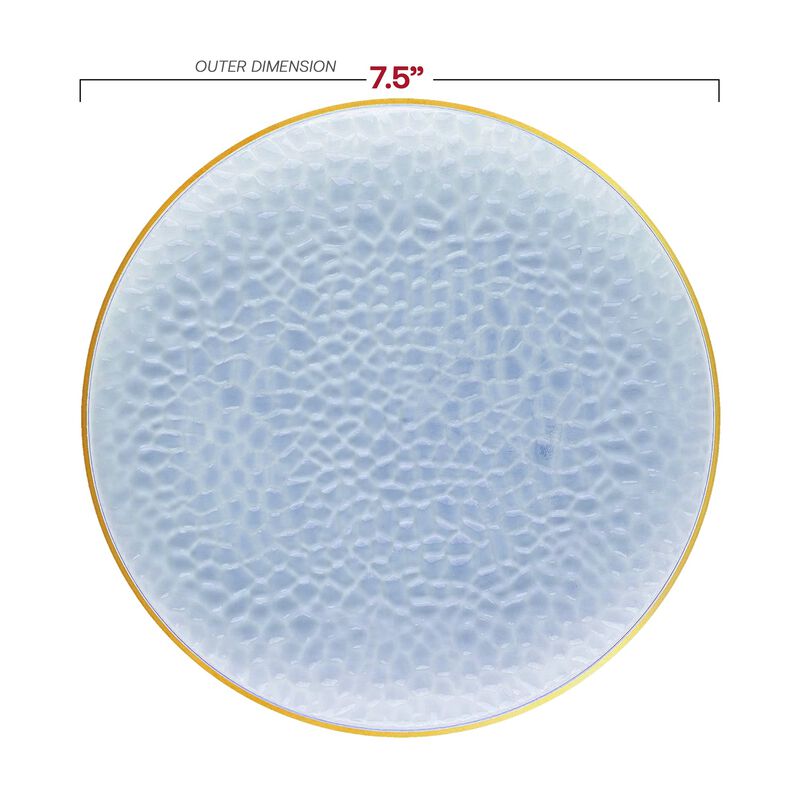 Clear Blue with Gold Rim Hammered Glass Plastic Dinnerware Value Set (60 Sets) image number 3