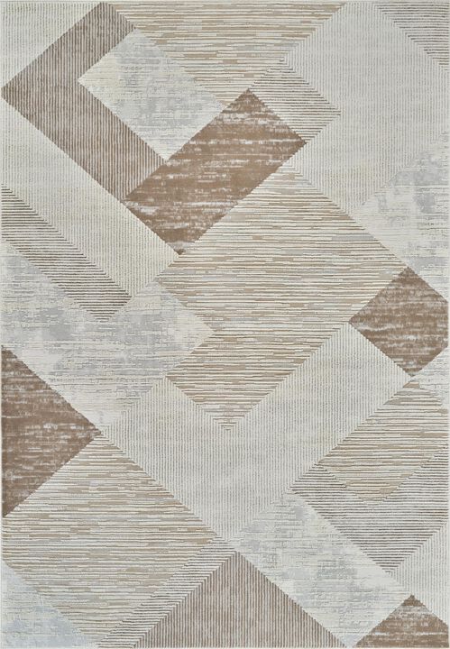 HomeRoots 8' X 11' Beige and Brown Abstract Distressed Area Rug