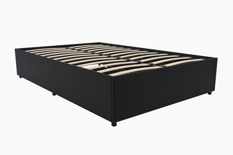Atwater Living Micah Platform Bed with Storage, Full, Black Faux Leather image number 7