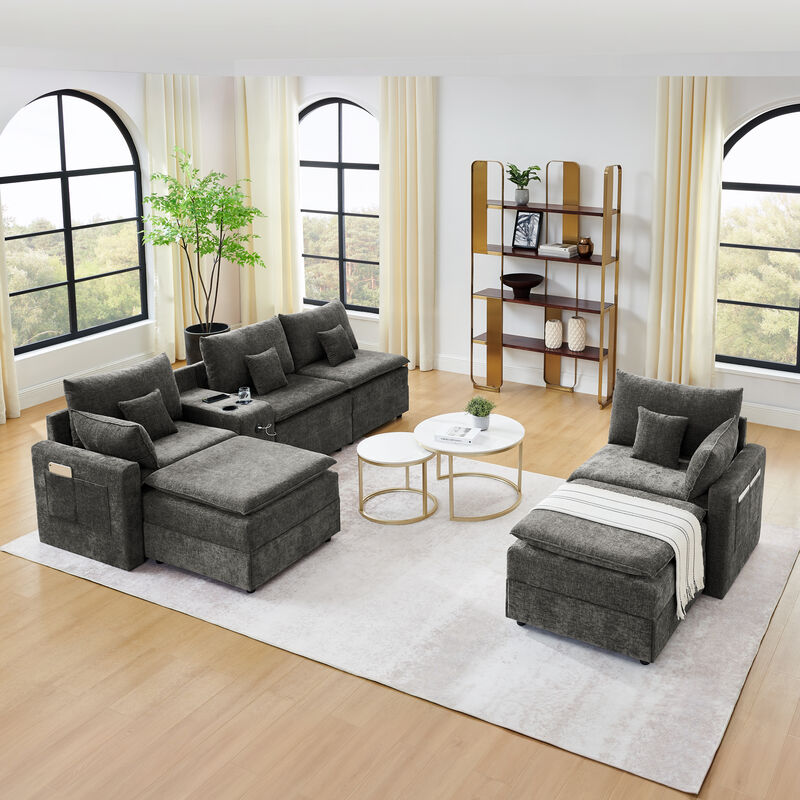 Gukkok 143.8" Spacious U-Shaped Modular Sectional Sofa image number 9