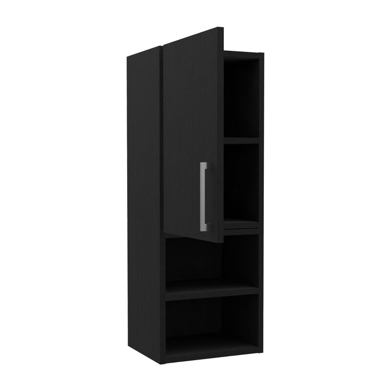 DEPOT E-SHOP Cairo Medicine Single Door Cabinet, Two External Shelves, Two Interior Shelves, Black