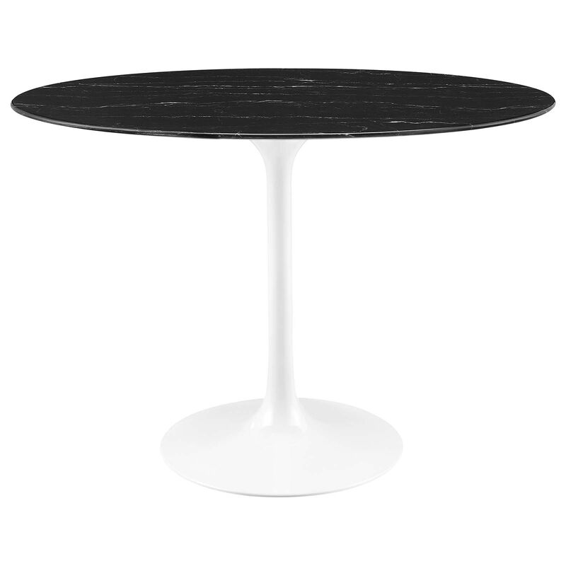 Modway - Lippa 42" Round Artificial Marble Dining Table White Black