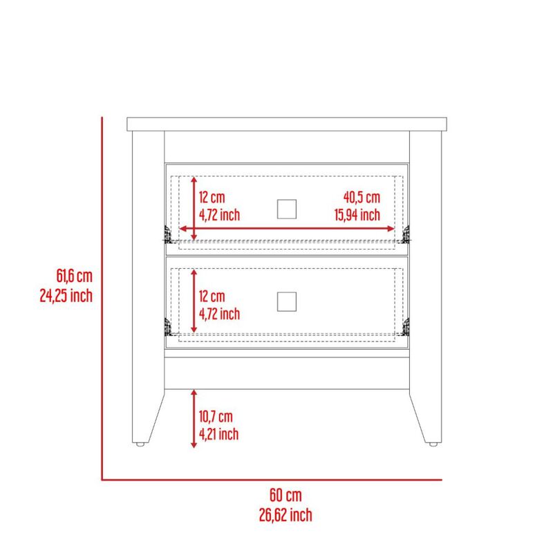 Streamdale Amara Nightstand, Two Shelves, Four Legs - White image number 7