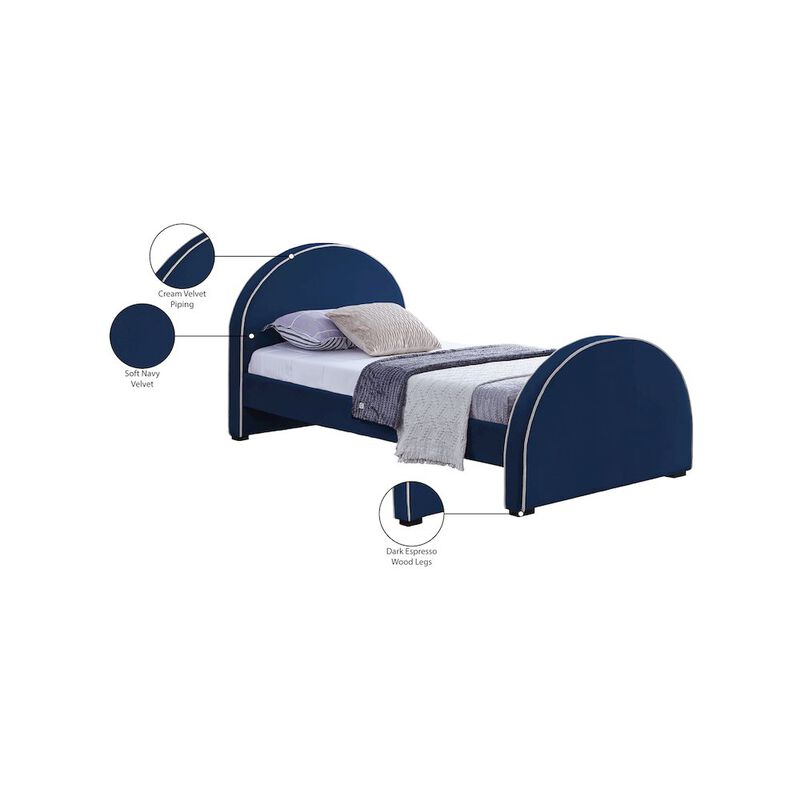 Meridian Furniture Brody Navy Velvet Twin Bed