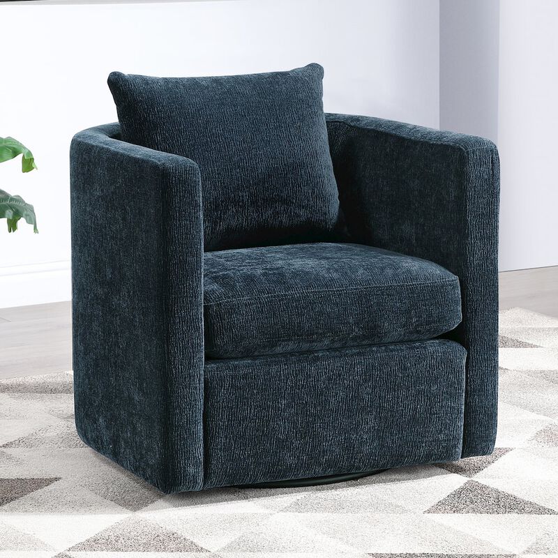 Sheldon Navy Blue Swivel Barrel Chair